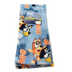 BLUEY BINGO Child's Preschool Plush Throw 40" x 50" Light Blue Orange